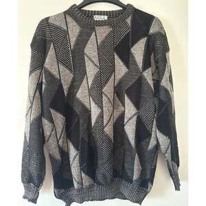 Area by Tag Vintage 90s Geometric Print Pullover Dad Sweater large Made in USA